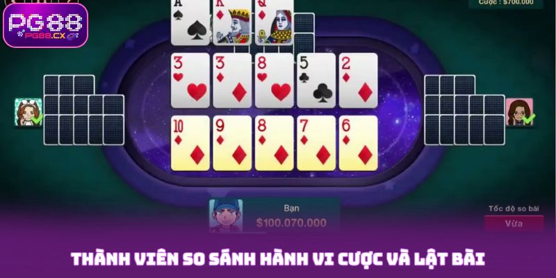 Thành viên so sánh hành vi cược và lật bài